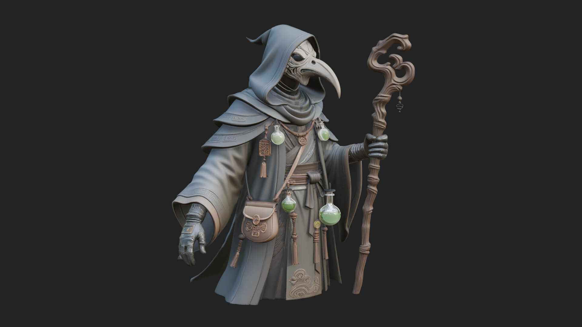 Plague Doctor Statue Design 5 3D Print Model 3D Model