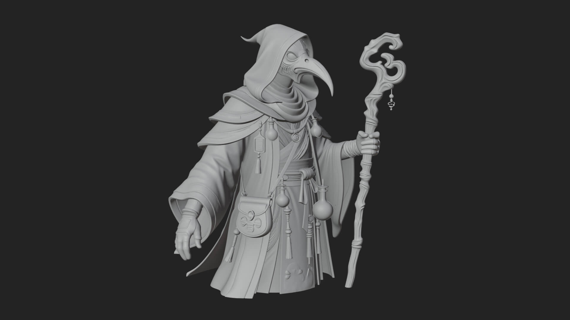 Plague Doctor Statue Design 5 3D Print Model 3D Model