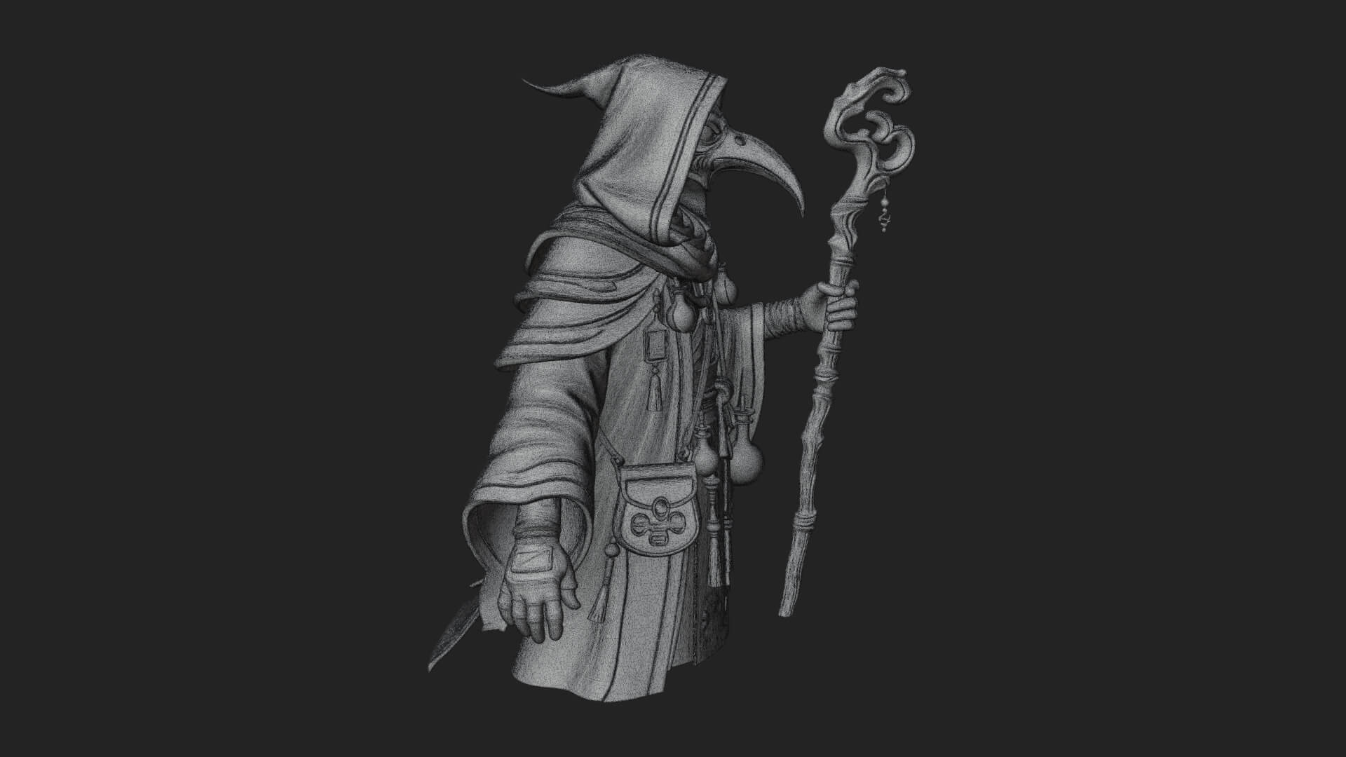Plague Doctor Statue Design 5 3D Print Model 3D Model