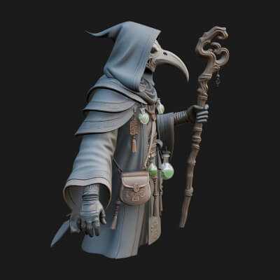 Plague Doctor Statue Design 5 3D Print Model
