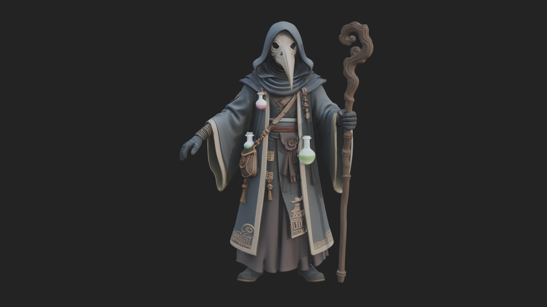 Plague Doctor Statue Design 6 3D Print Model 3D Model