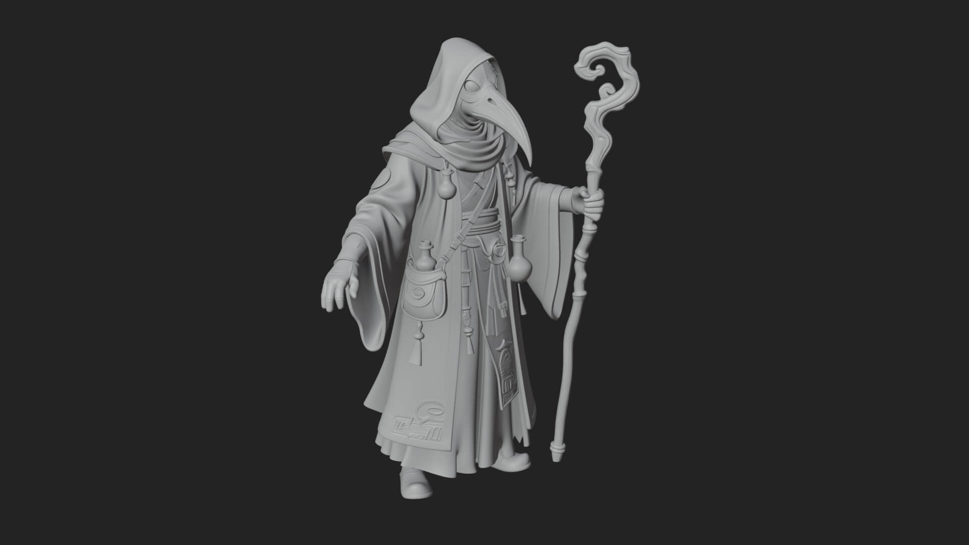 Plague Doctor Statue Design 6 3D Print Model 3D Model