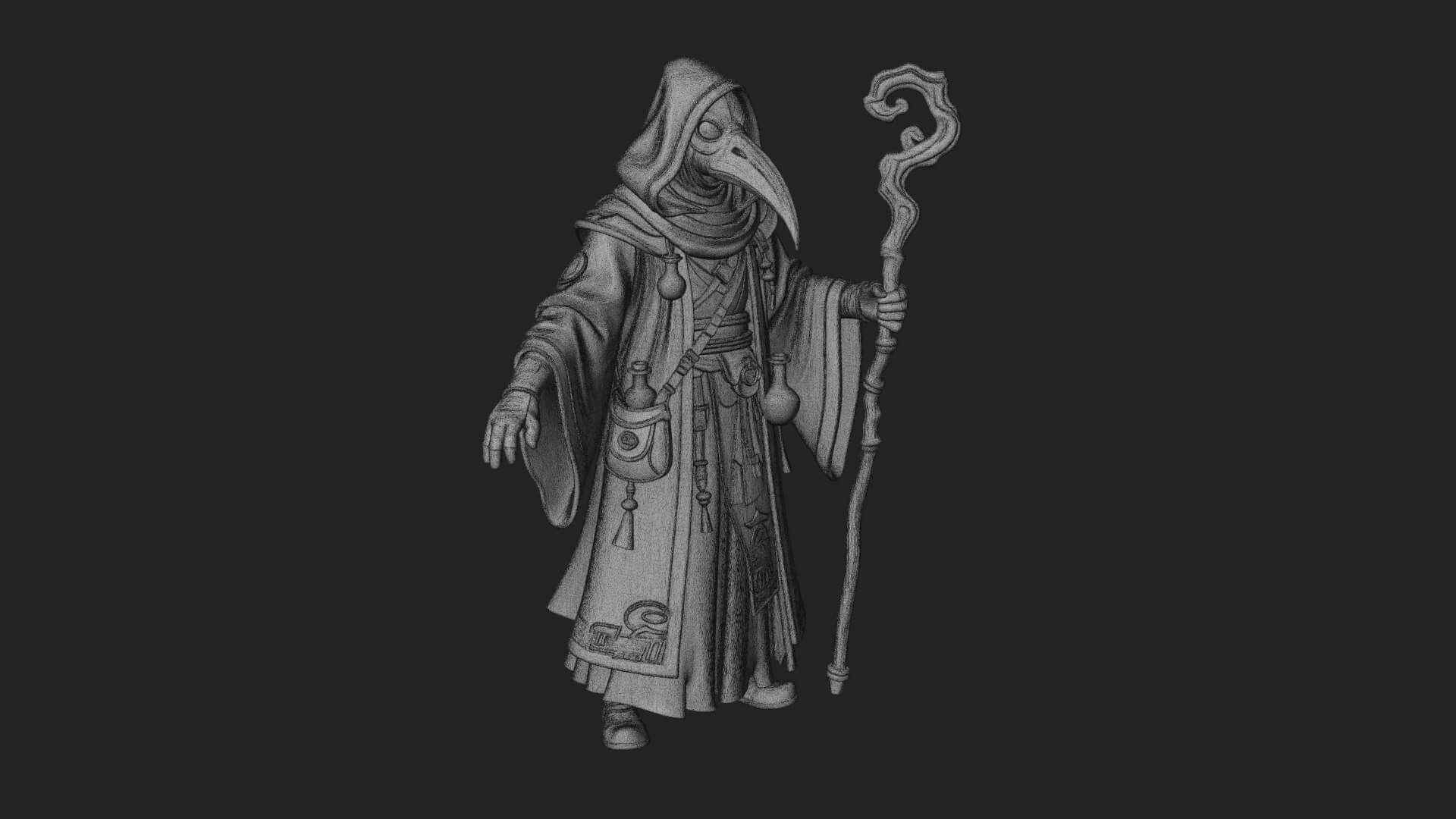 Plague Doctor Statue Design 6 3D Print Model 3D Model