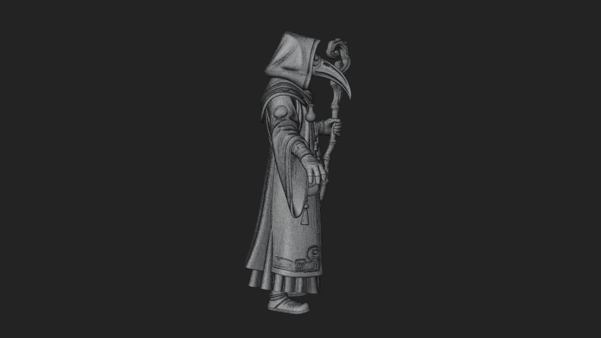 Plague Doctor Statue Design 6 3D Print Model 3D Model
