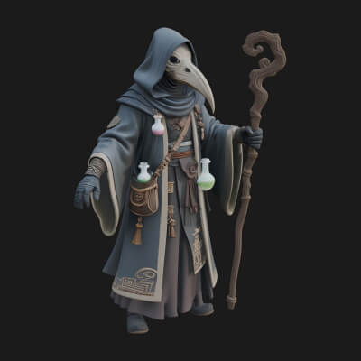 Plague Doctor Statue Design 6 3D Print Model