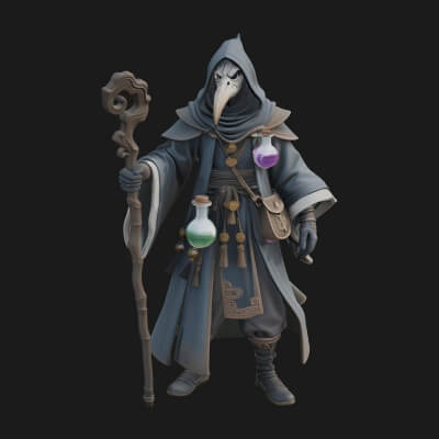 Plague Doctor Statue Design 7 3D Print Model