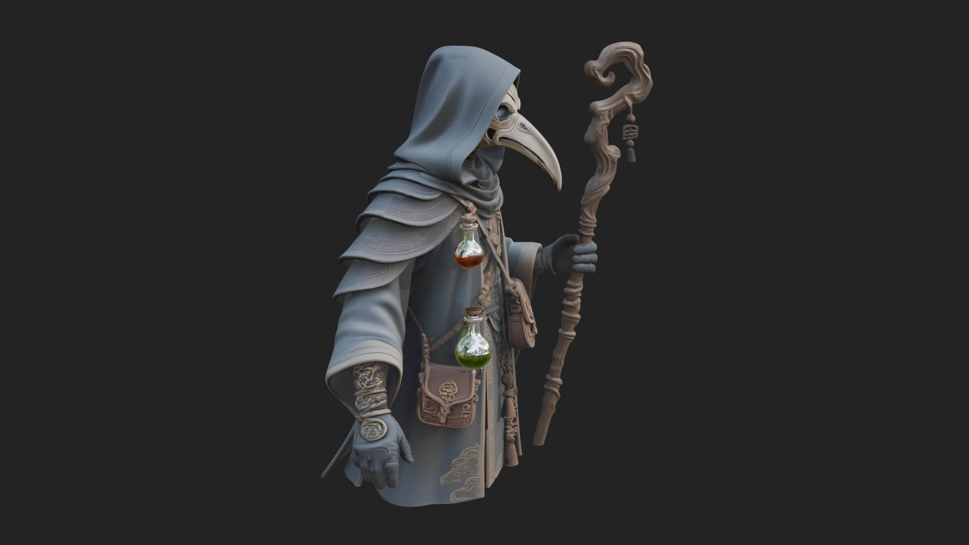 Plague Doctor Statue Design 8 3D Print Model 3D Model