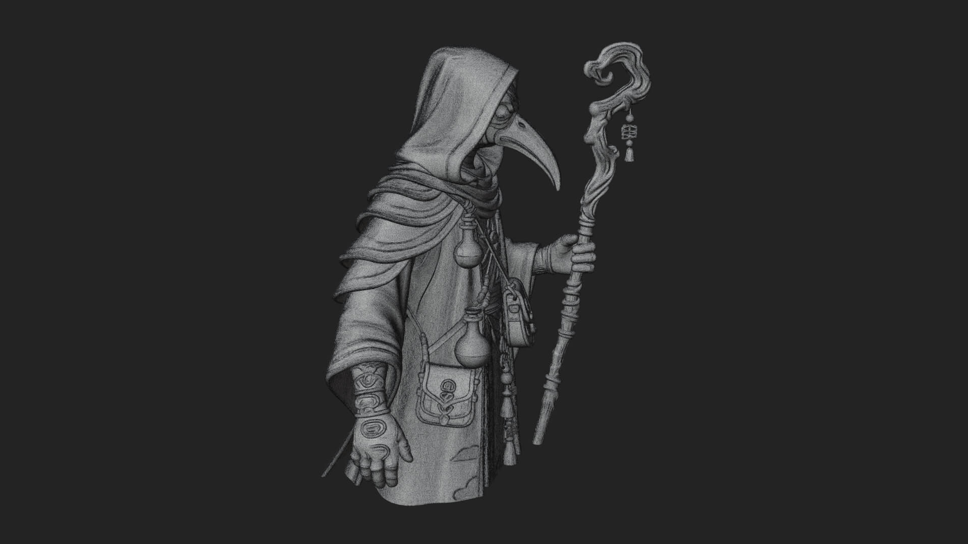 Plague Doctor Statue Design 8 3D Print Model 3D Model