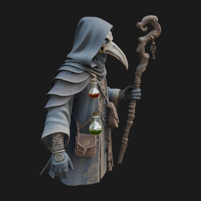 Plague Doctor Statue Design 8 3D Print Model