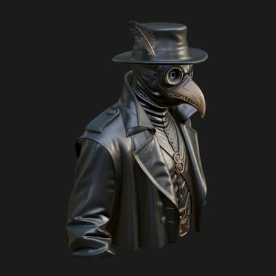 Plague Doctor Statue Design 9 3D Print Model