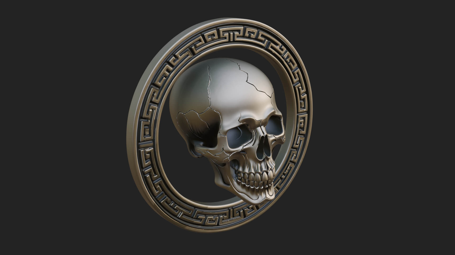 Plain Skull Oval Relief Plaque Design 1 3D Print Model 3D Model