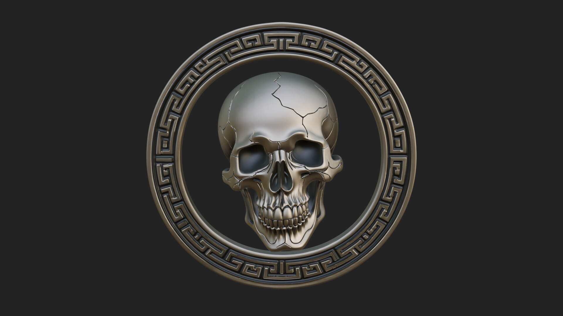 Plain Skull Oval Relief Plaque Design 1 3D Print Model 3D Model