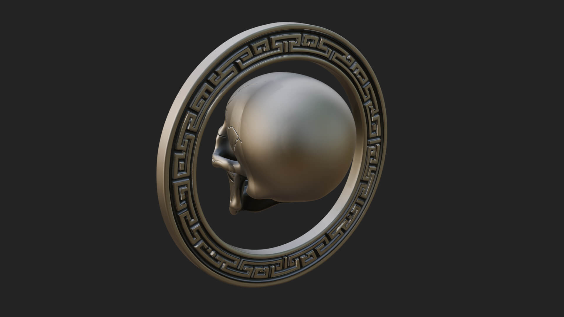 Plain Skull Oval Relief Plaque Design 1 3D Print Model 3D Model