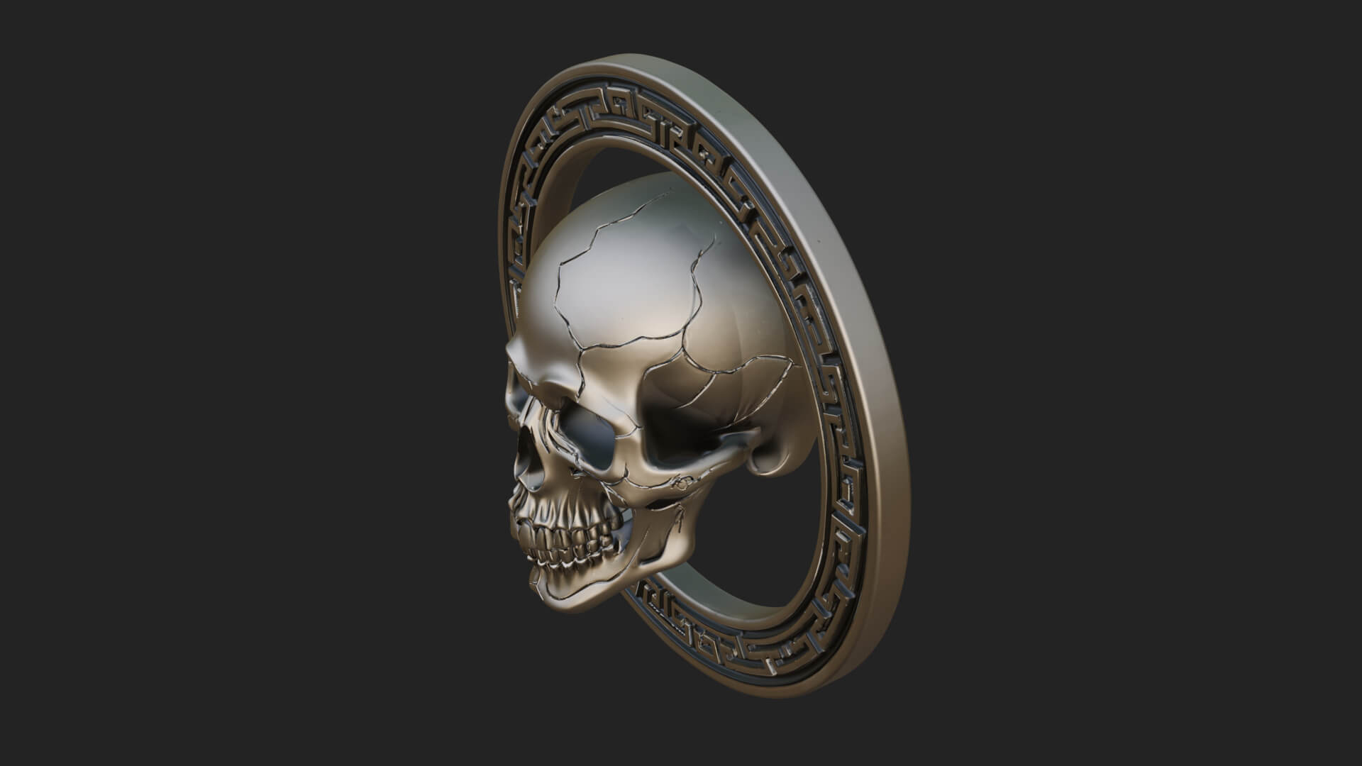 Plain Skull Oval Relief Plaque Design 1 3D Print Model 3D Model
