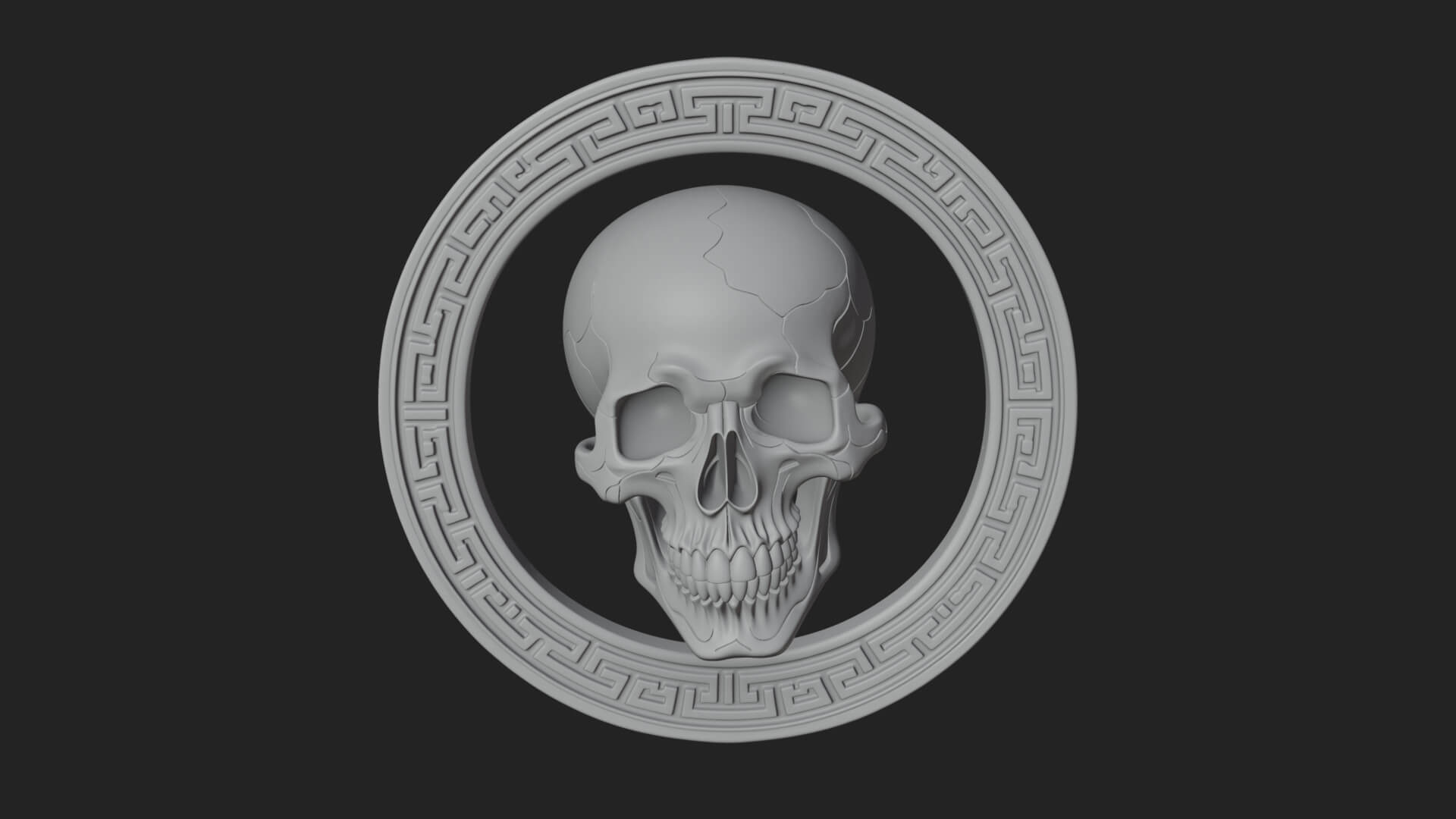 Plain Skull Oval Relief Plaque Design 1 3D Print Model 3D Model