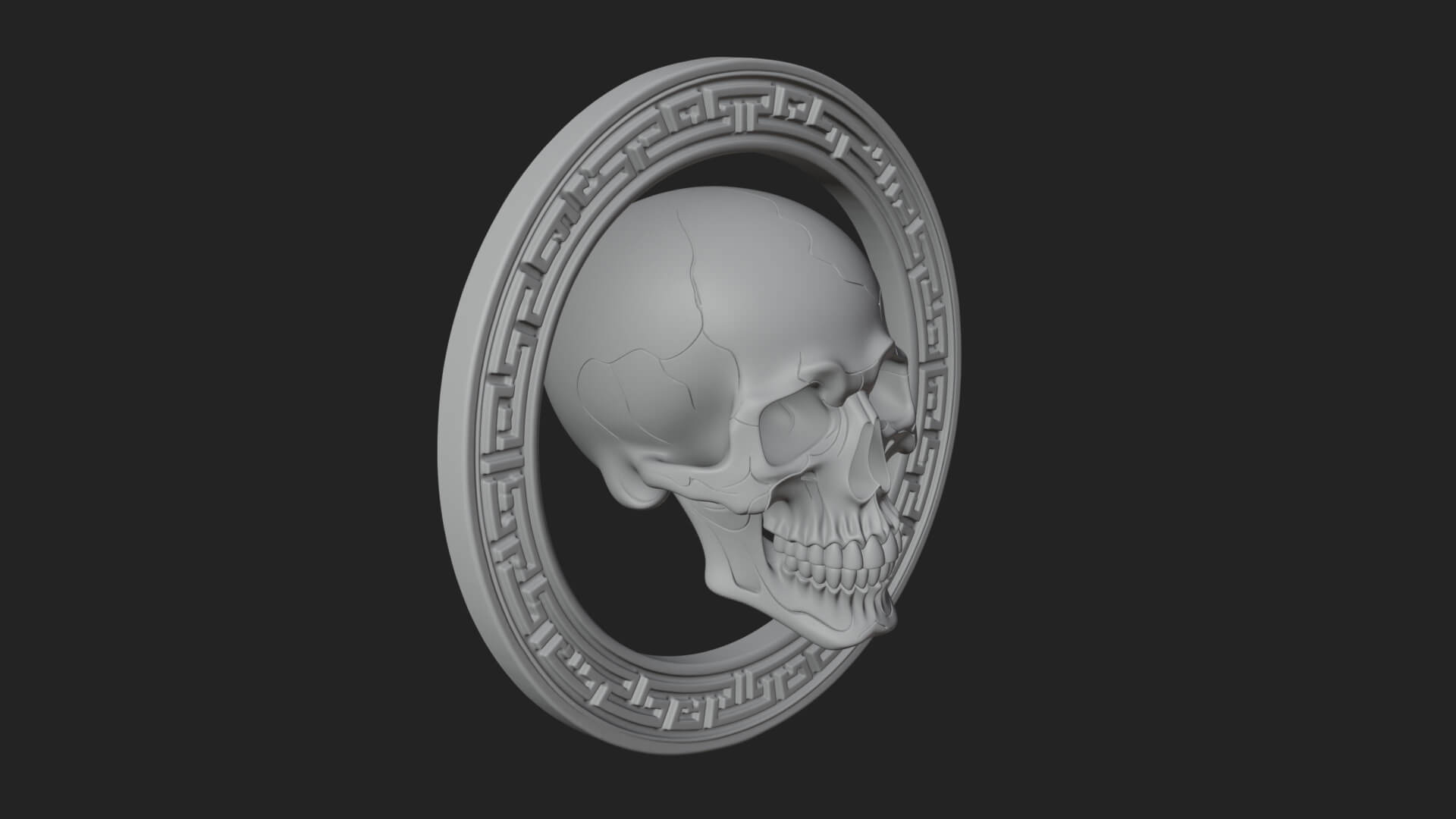 Plain Skull Oval Relief Plaque Design 1 3D Print Model 3D Model