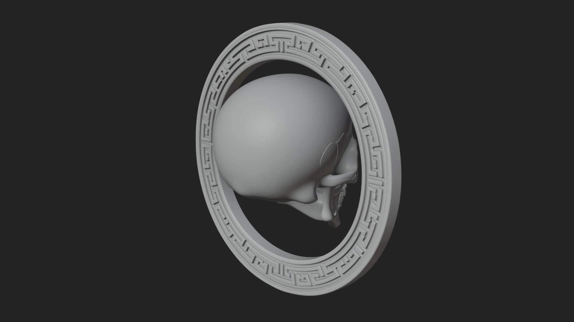Plain Skull Oval Relief Plaque Design 1 3D Print Model 3D Model