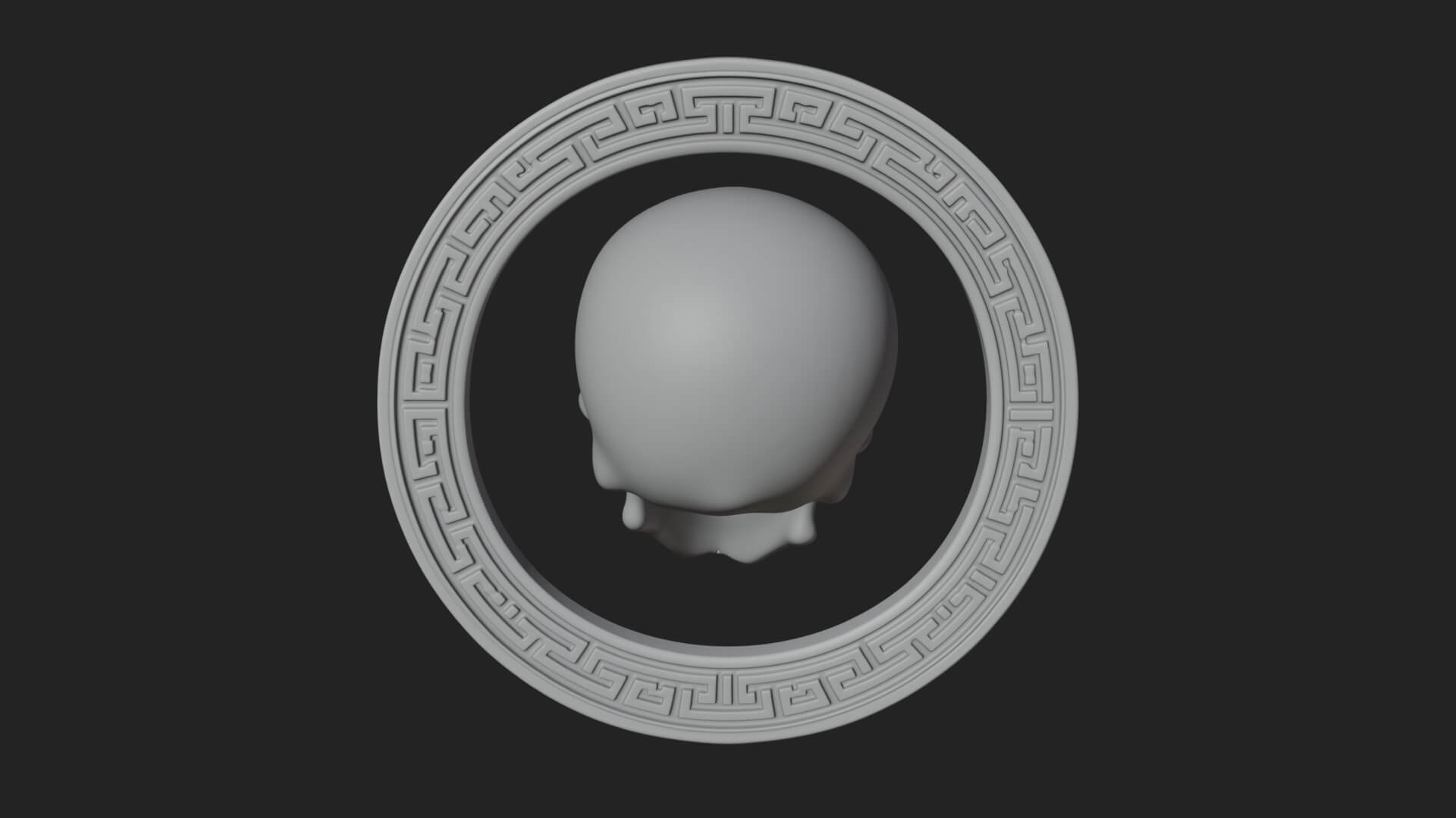 Plain Skull Oval Relief Plaque Design 1 3D Print Model 3D Model