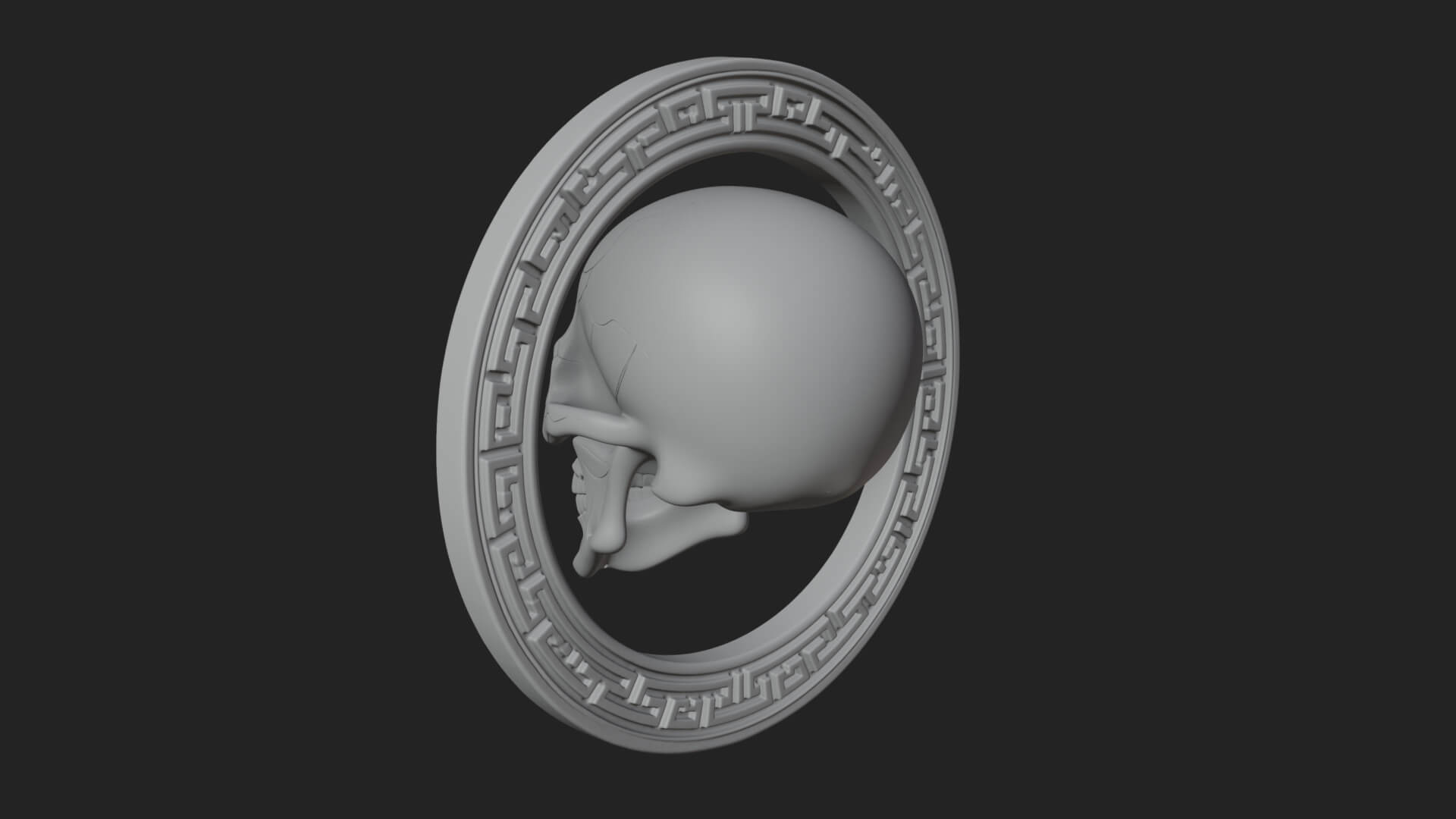 Plain Skull Oval Relief Plaque Design 1 3D Print Model 3D Model