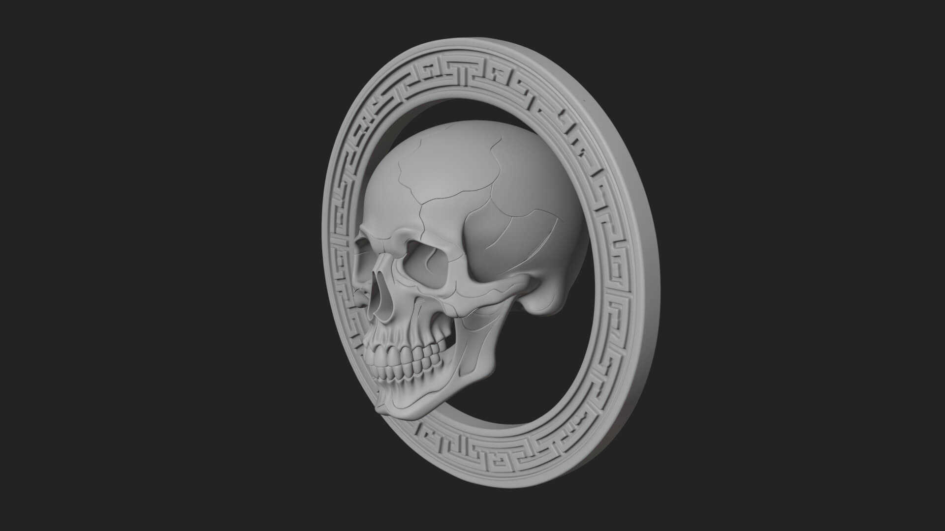 Plain Skull Oval Relief Plaque Design 1 3D Print Model 3D Model