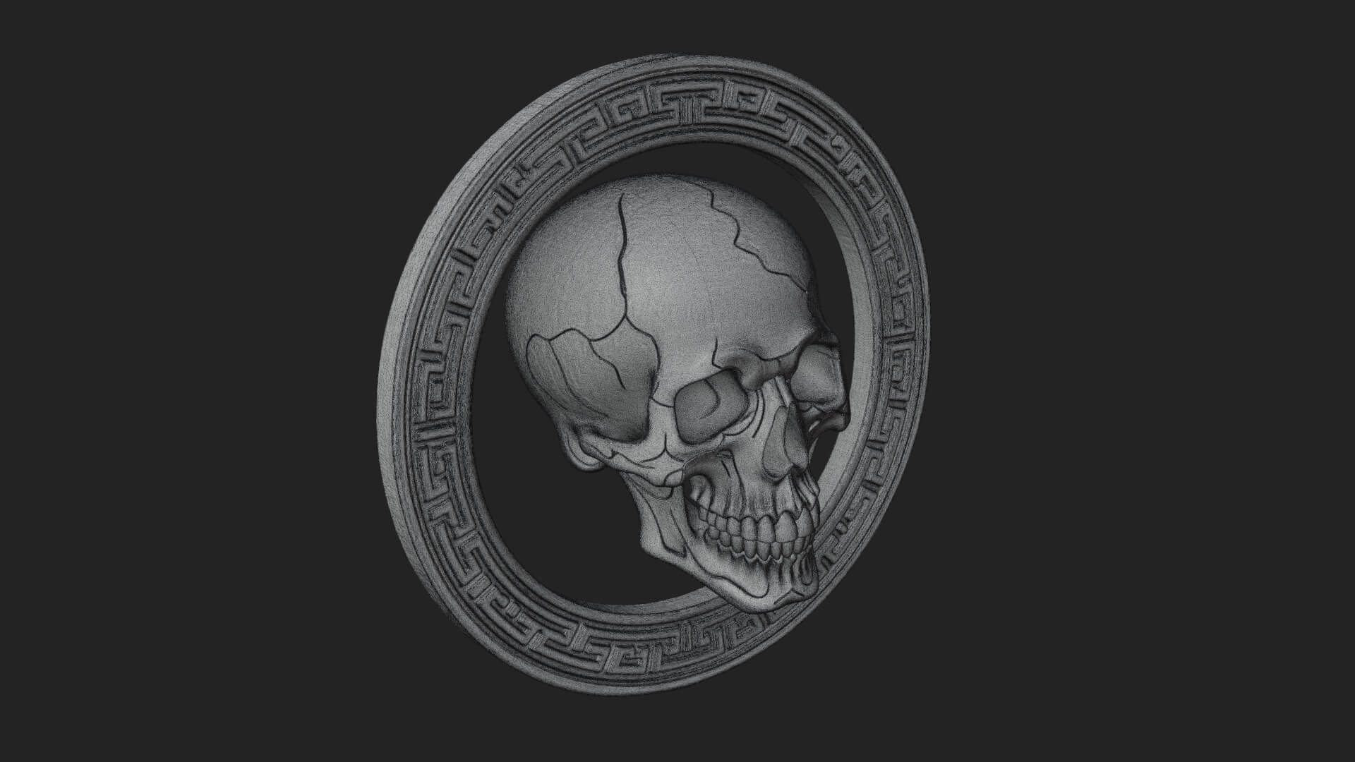 Plain Skull Oval Relief Plaque Design 1 3D Print Model 3D Model