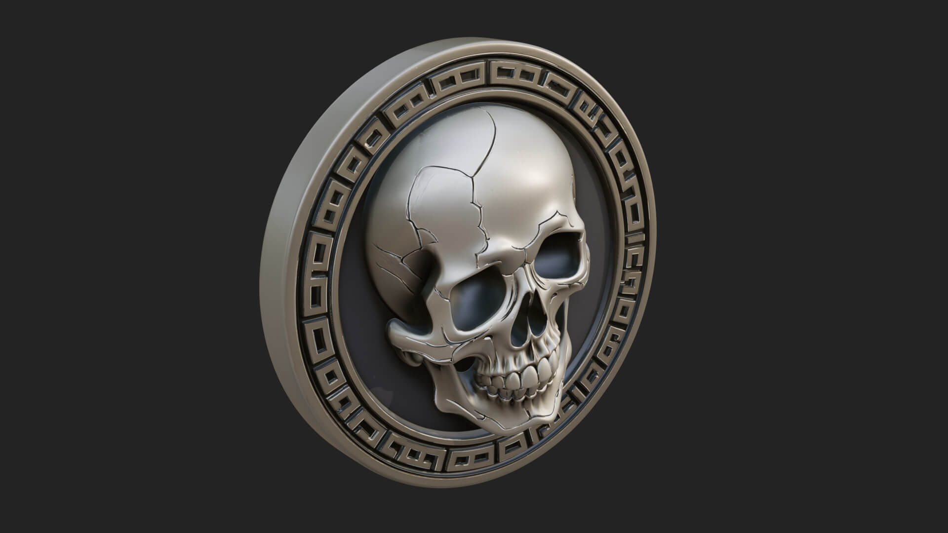 Plain Skull Oval Relief Plaque Design 2 3D Print Model 3D Model