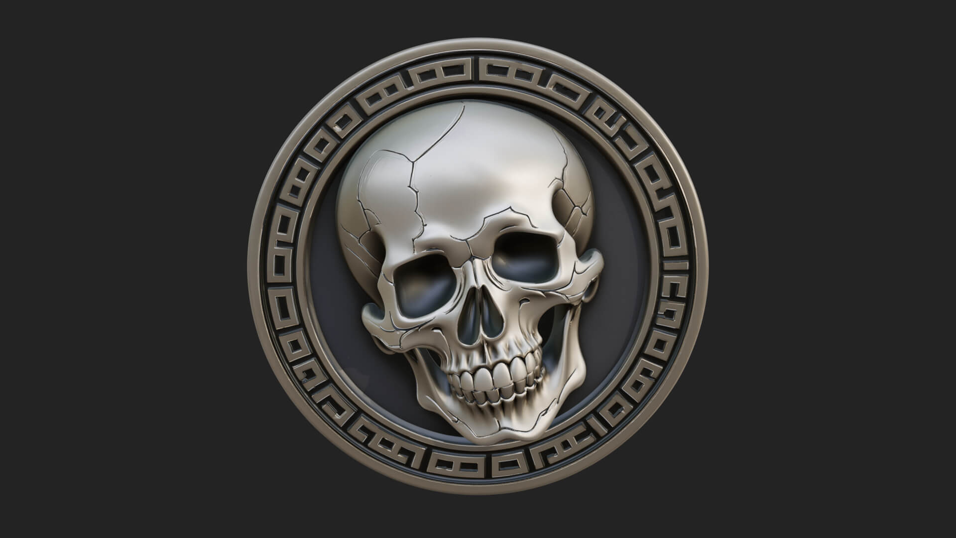 Plain Skull Oval Relief Plaque Design 2 3D Print Model 3D Model
