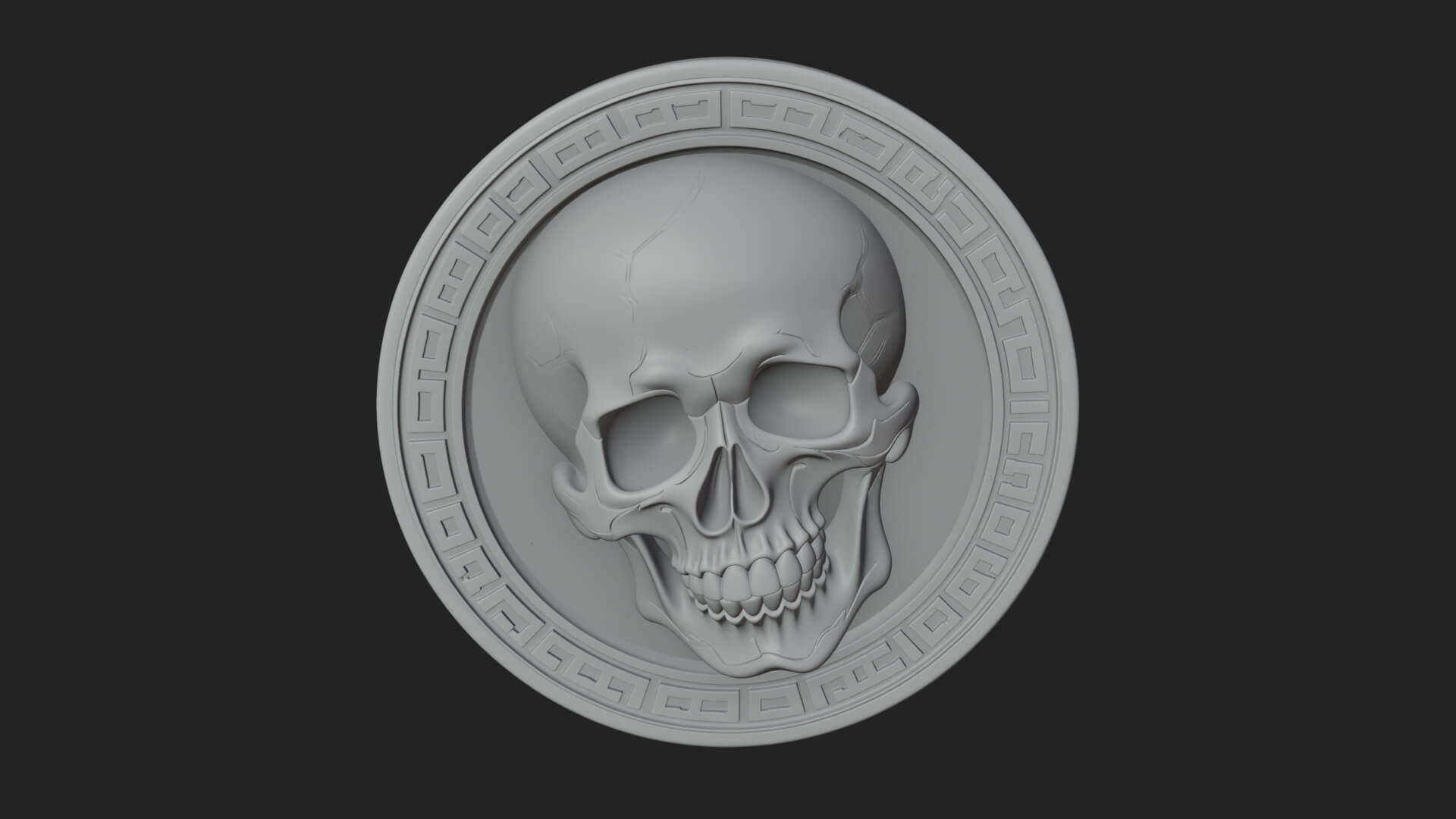 Plain Skull Oval Relief Plaque Design 2 3D Print Model 3D Model