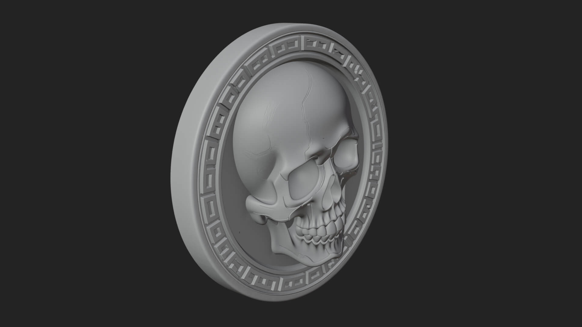 Plain Skull Oval Relief Plaque Design 2 3D Print Model 3D Model
