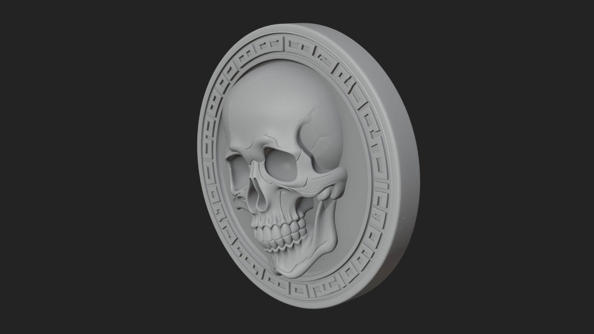 Plain Skull Oval Relief Plaque Design 2 3D Print Model 3D Model