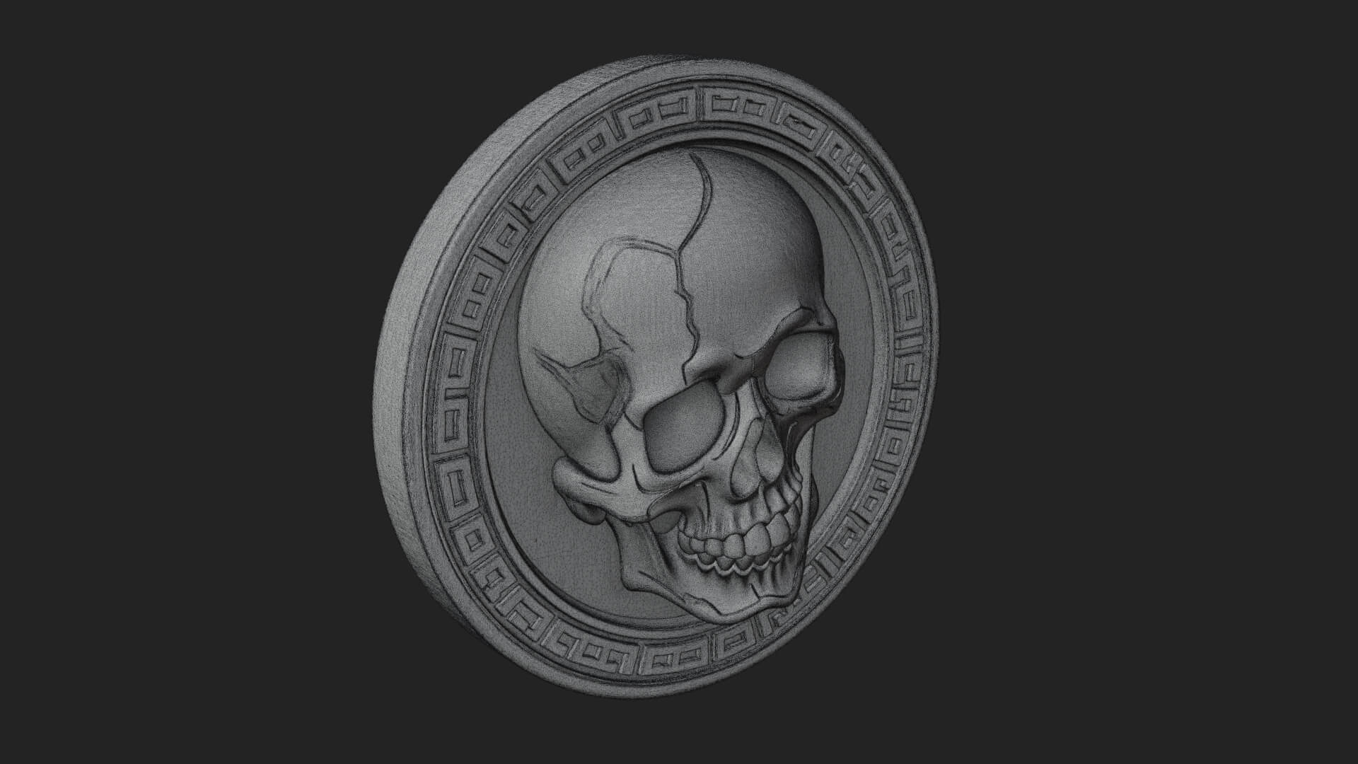 Plain Skull Oval Relief Plaque Design 2 3D Print Model 3D Model