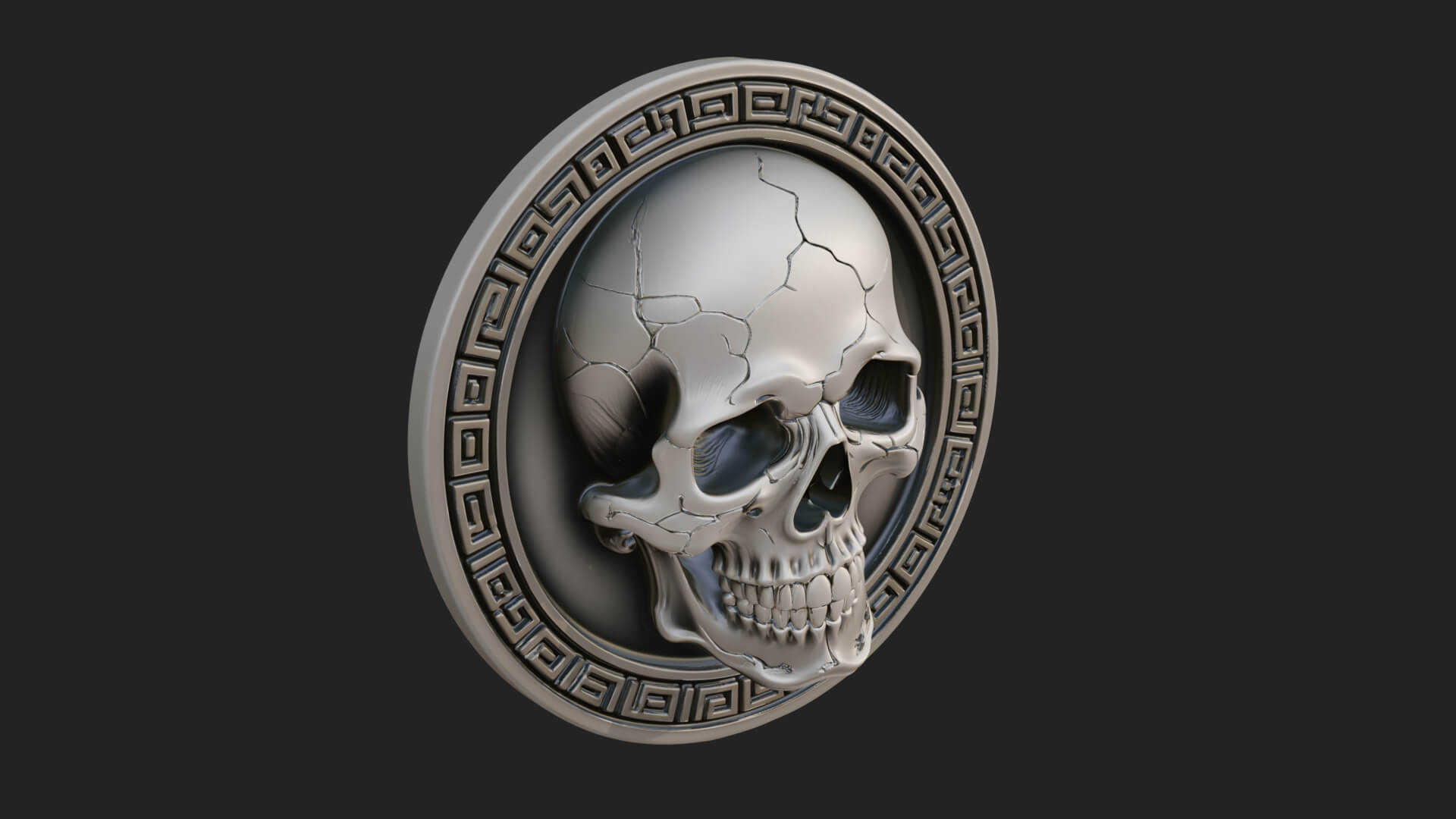 Plain Skull Oval Relief Plaque Design 3 3D Print Model 3D Model