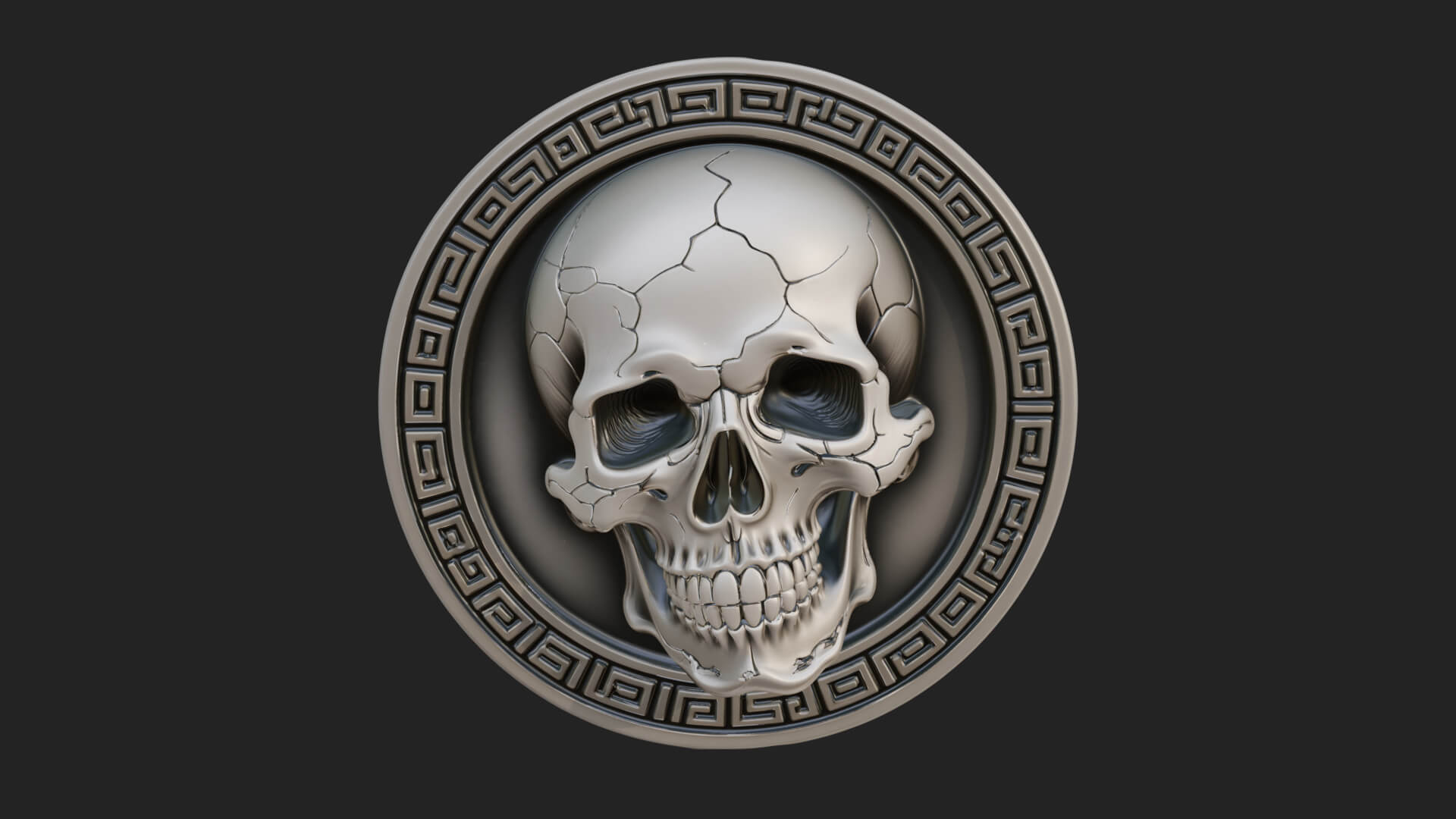 Plain Skull Oval Relief Plaque Design 3 3D Print Model 3D Model