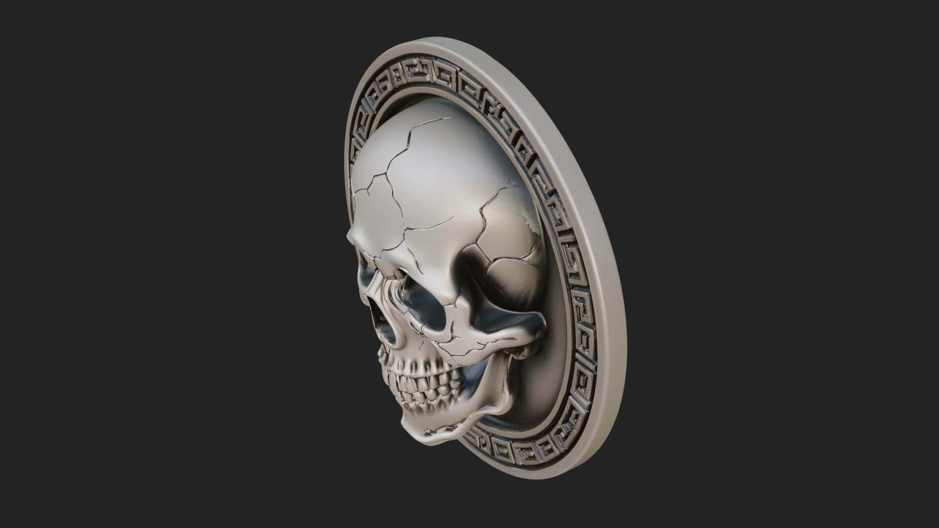 Plain Skull Oval Relief Plaque Design 3 3D Print Model 3D Model