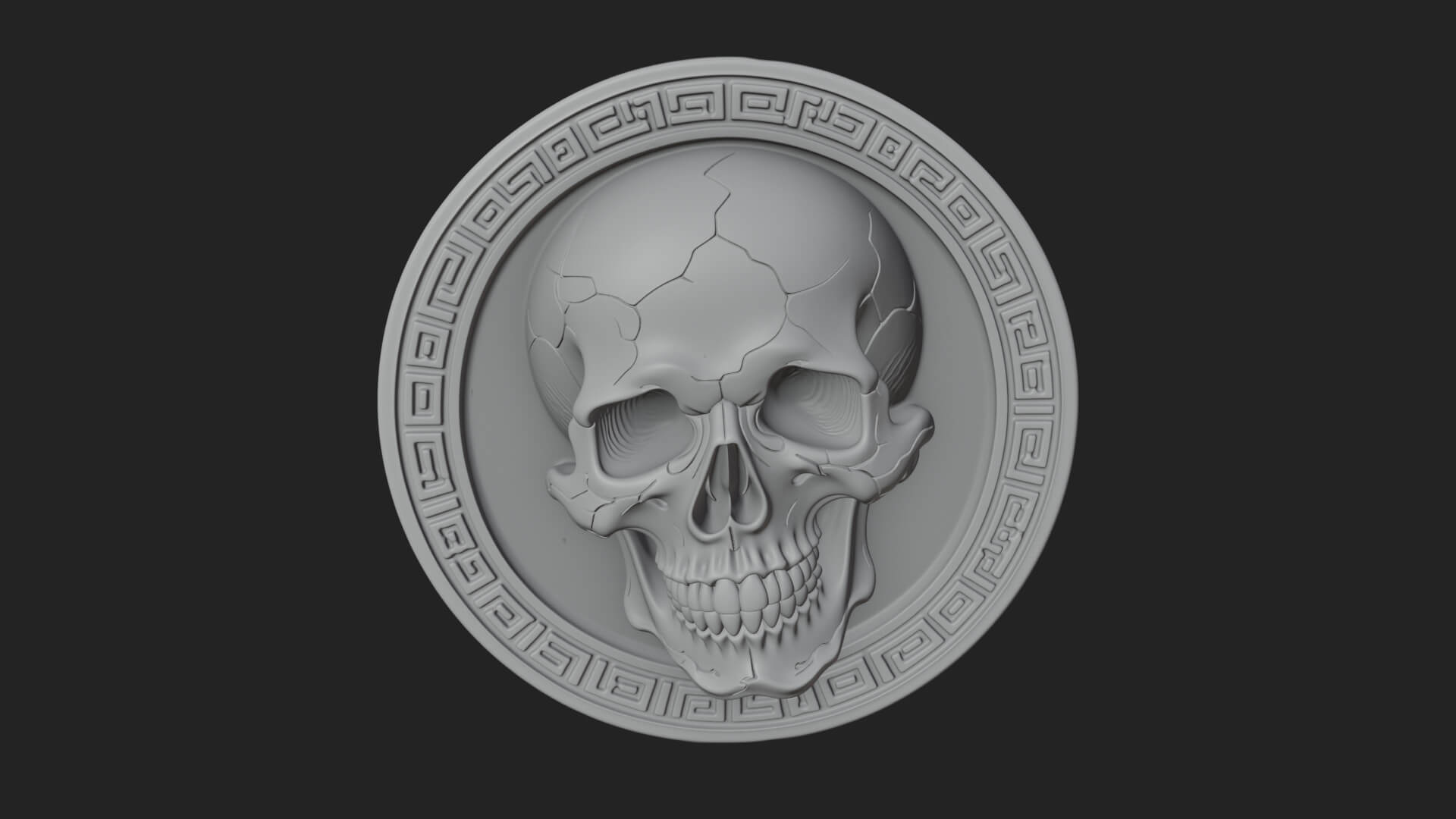 Plain Skull Oval Relief Plaque Design 3 3D Print Model 3D Model