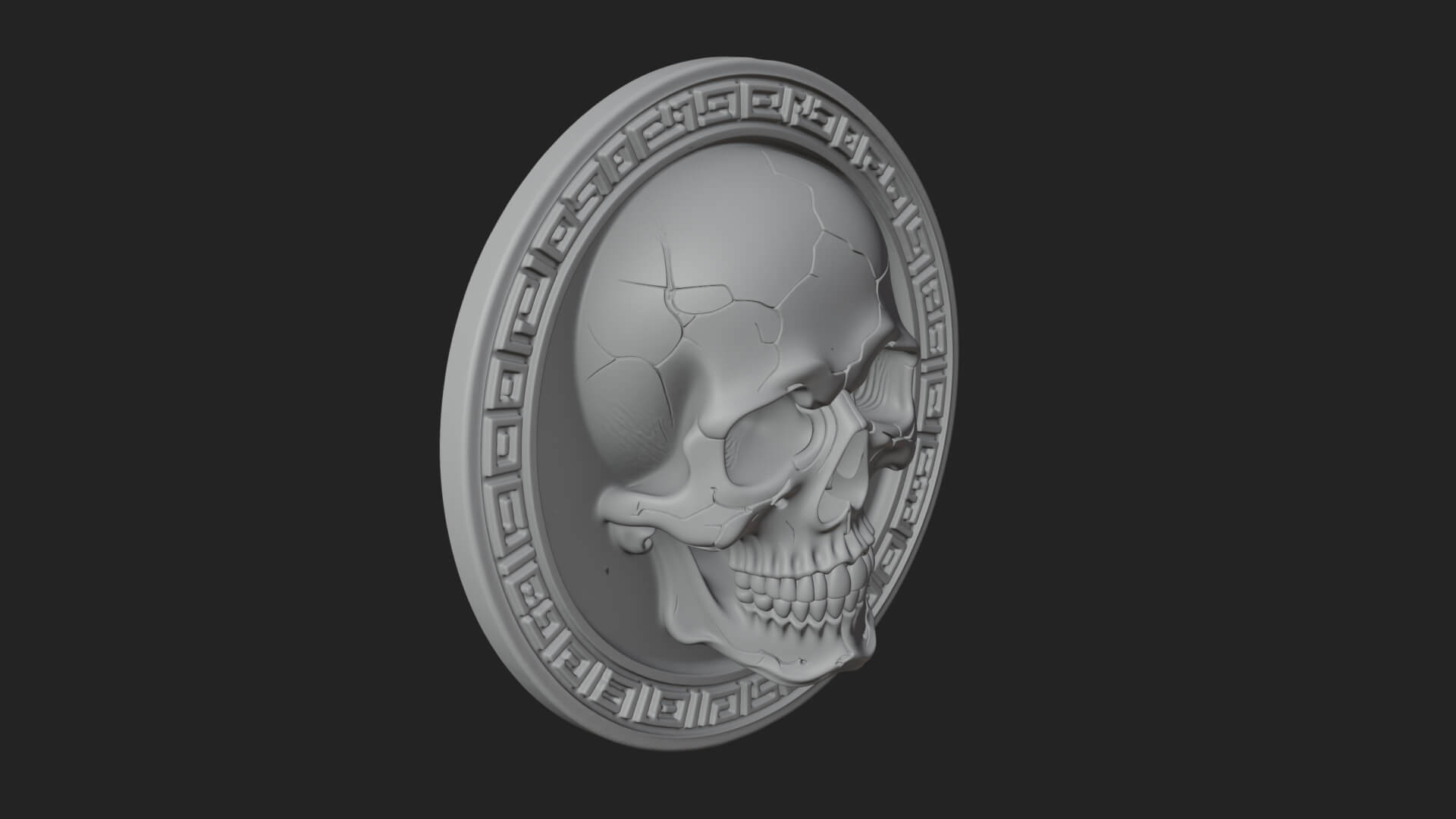 Plain Skull Oval Relief Plaque Design 3 3D Print Model 3D Model