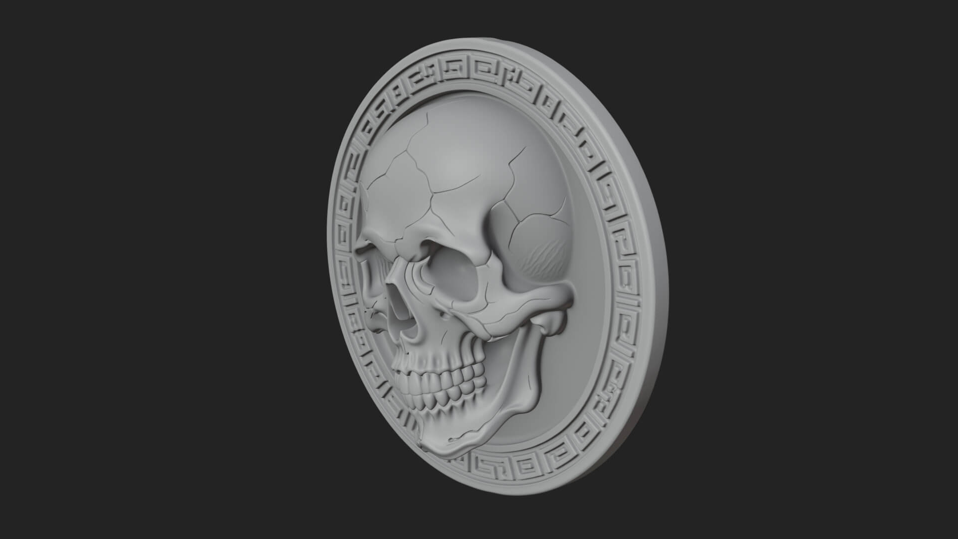Plain Skull Oval Relief Plaque Design 3 3D Print Model 3D Model