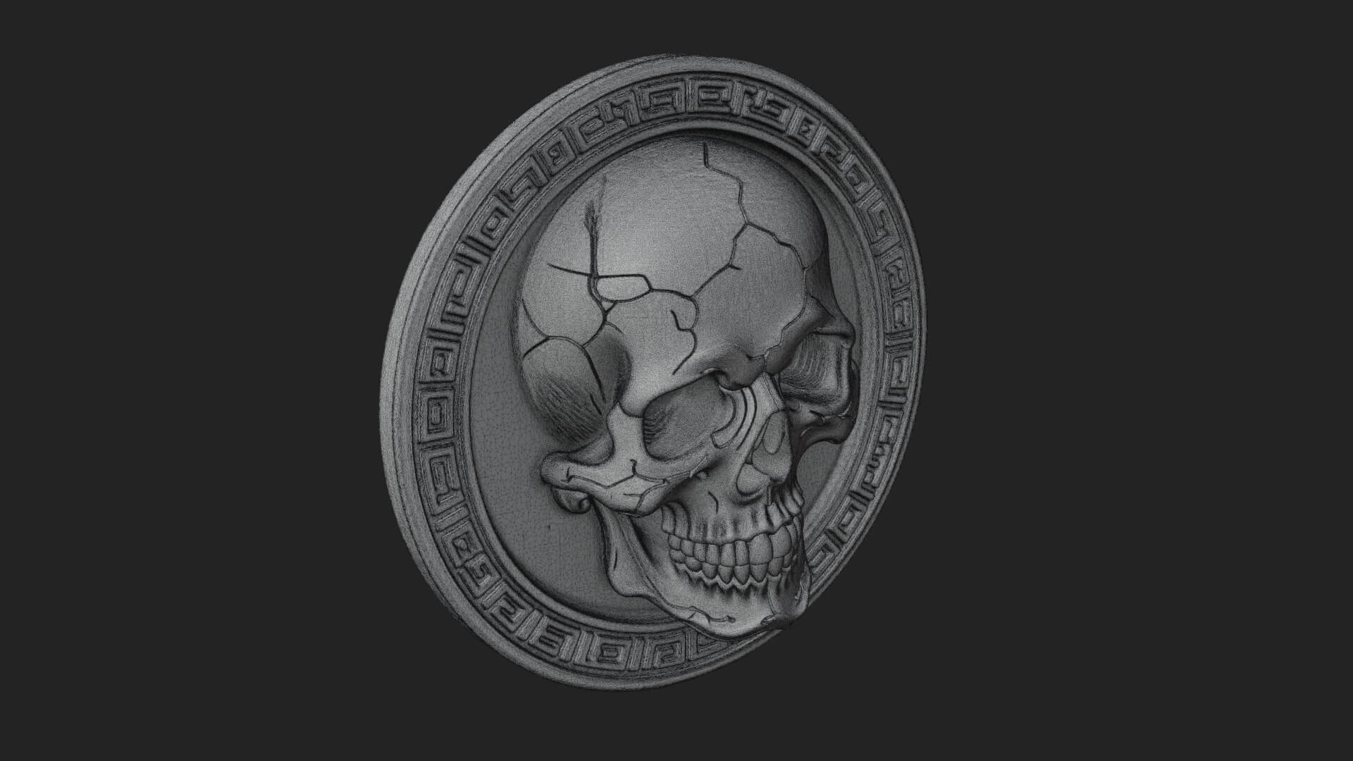 Plain Skull Oval Relief Plaque Design 3 3D Print Model 3D Model