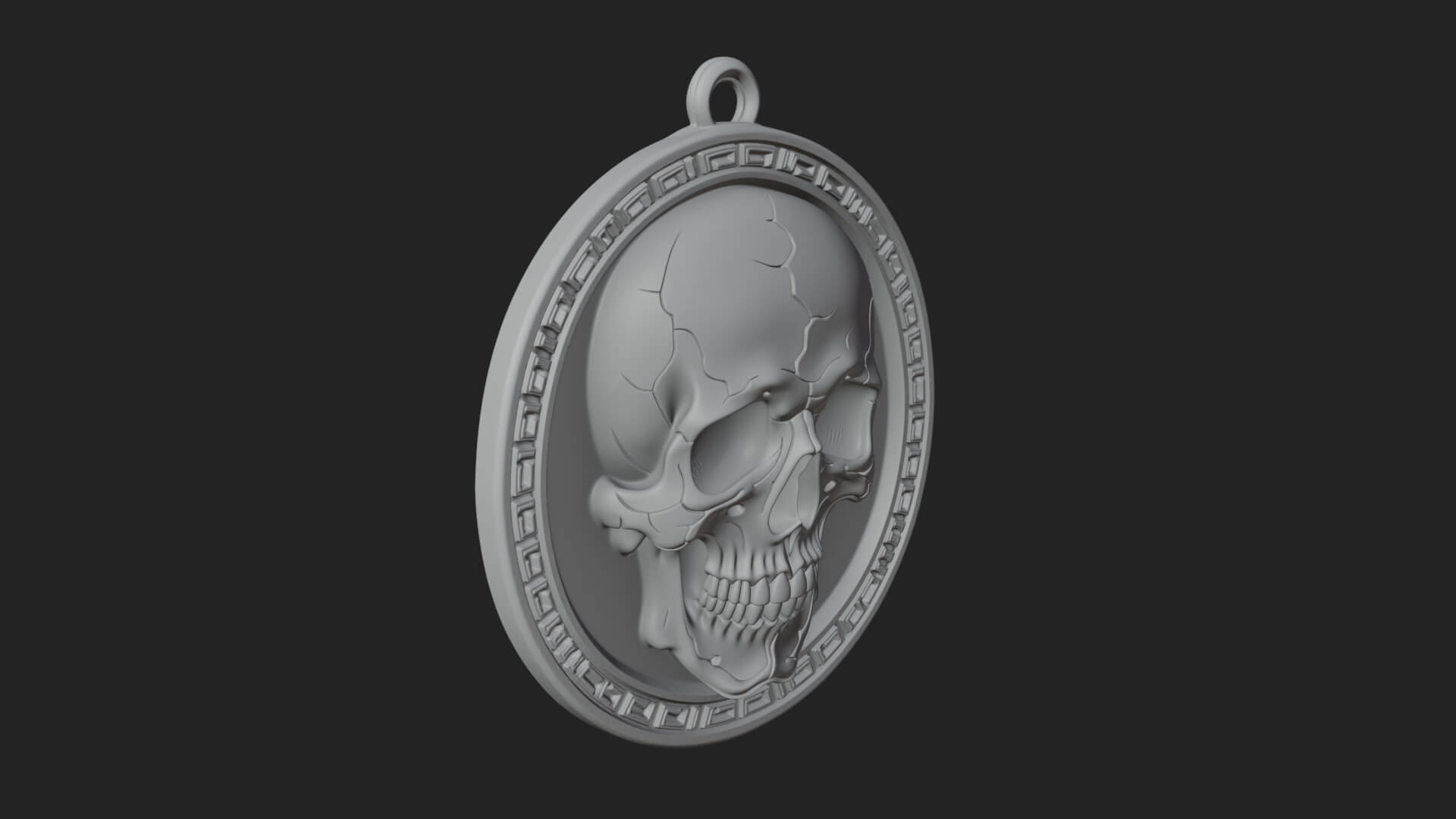 Plain Skull Oval Relief Plaque Design 4 3D Print Model 3D Model