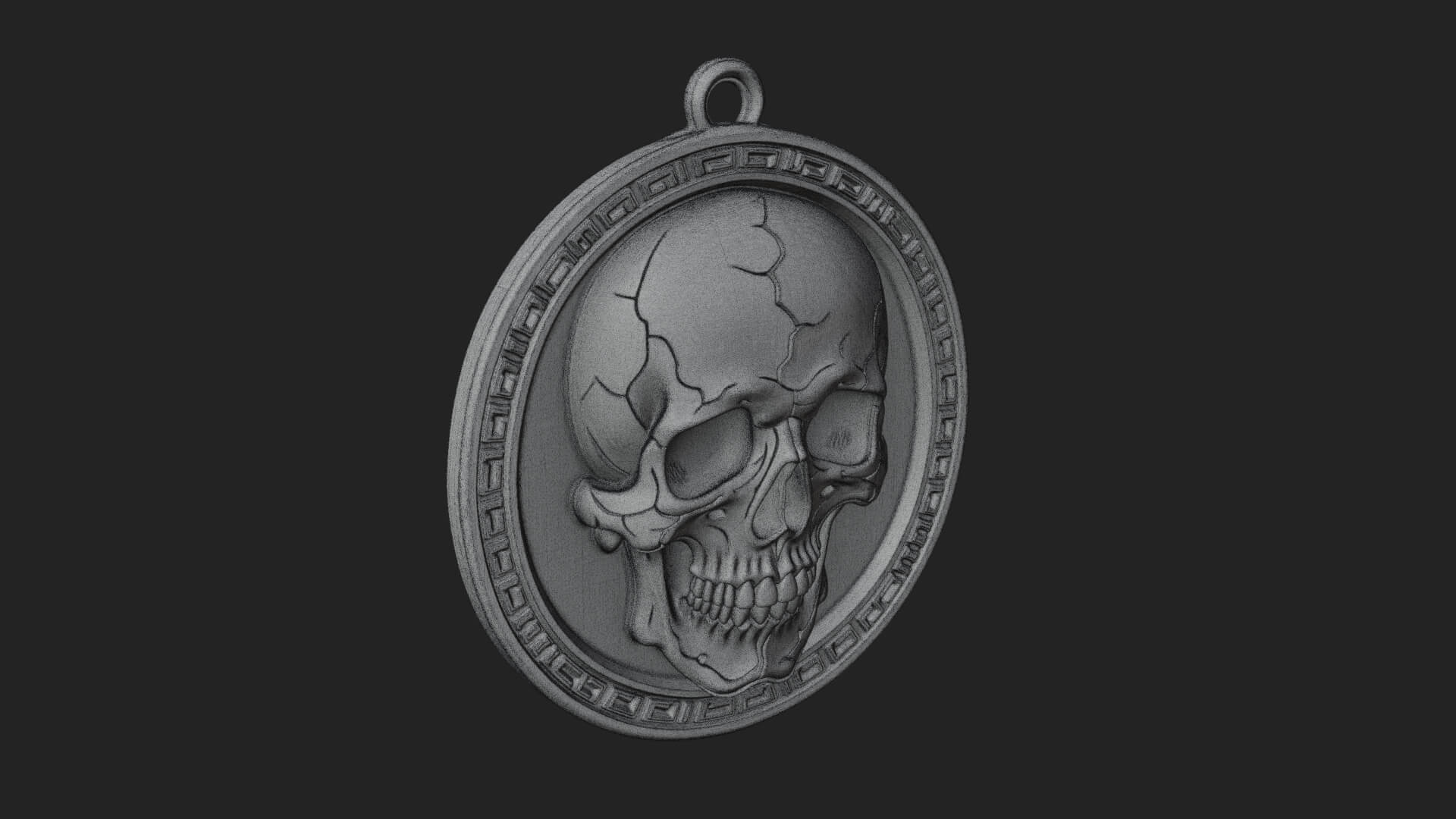 Plain Skull Oval Relief Plaque Design 4 3D Print Model 3D Model