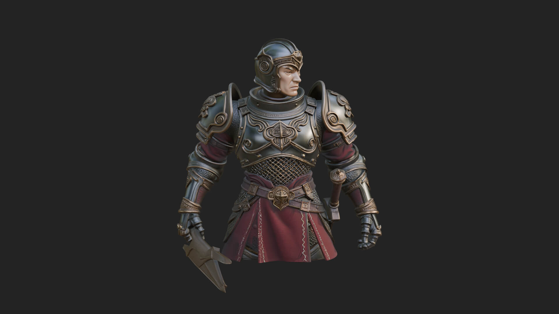 Plate Armor Knight Bust Design 1 3D Print Model 3D Model