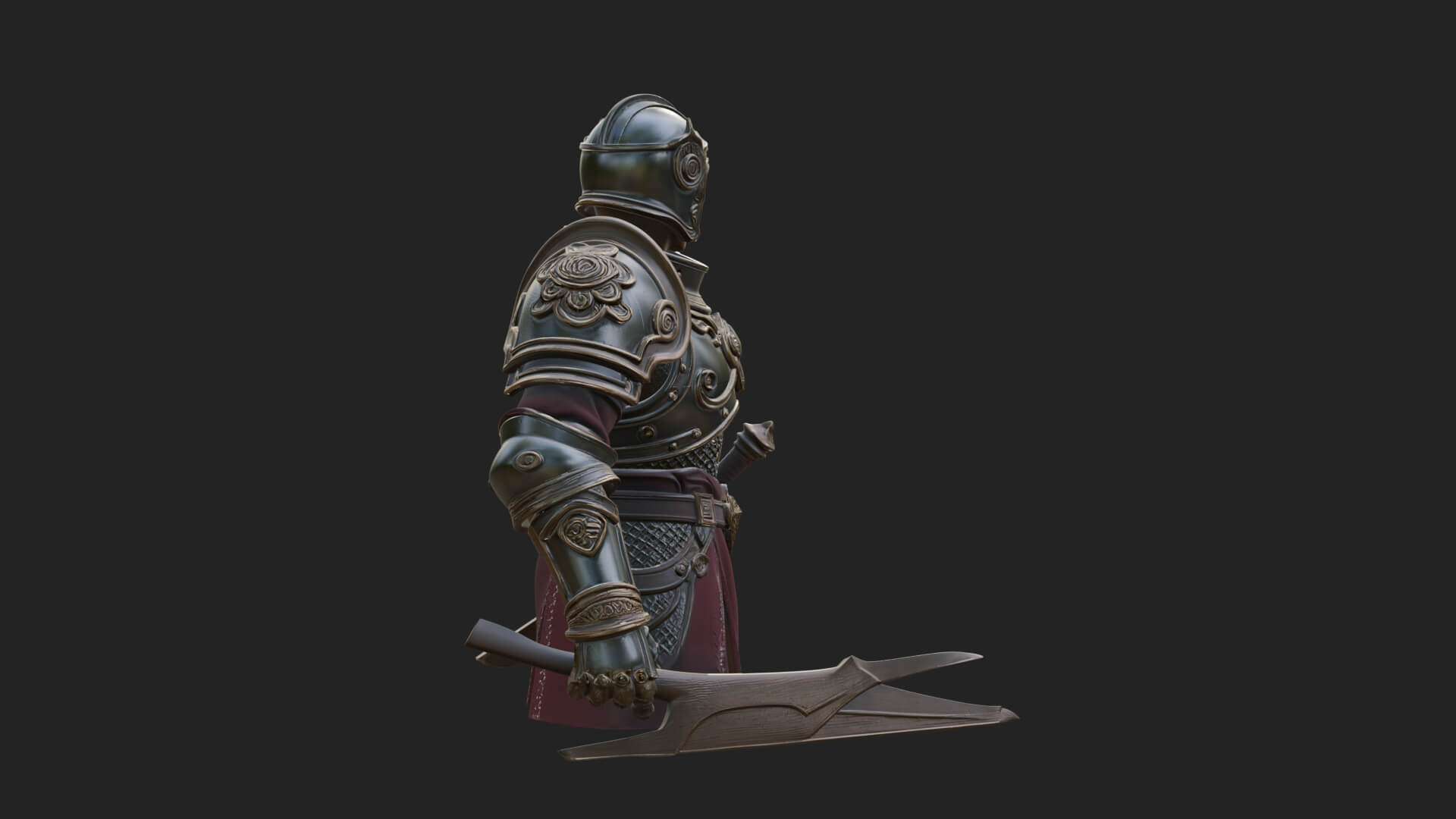 Plate Armor Knight Bust Design 1 3D Print Model 3D Model