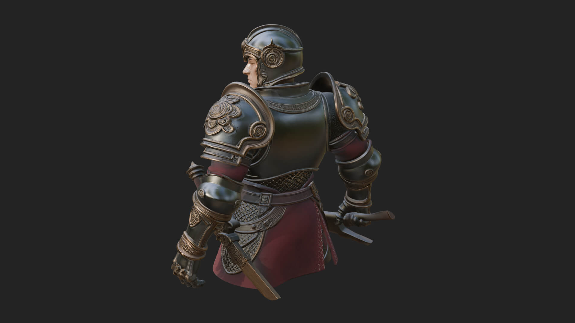 Plate Armor Knight Bust Design 1 3D Print Model 3D Model