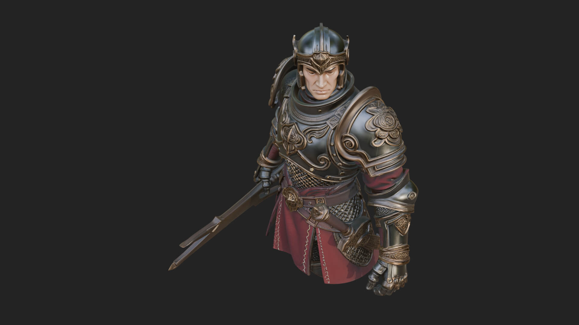 Plate Armor Knight Bust Design 1 3D Print Model 3D Model
