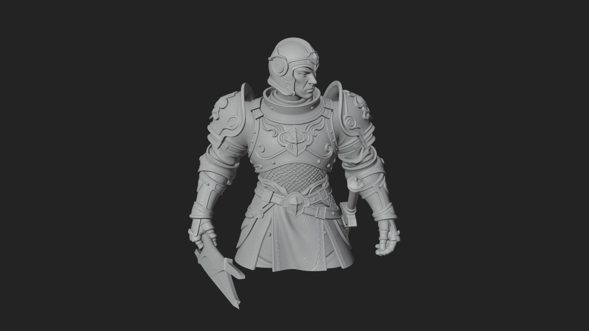 Plate Armor Knight Bust Design 1 3D Print Model 3D Model