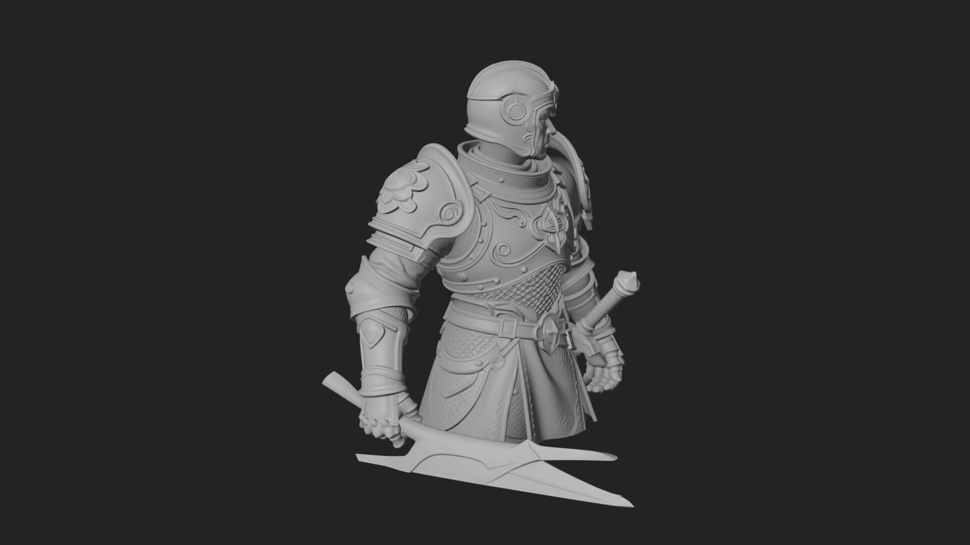 Plate Armor Knight Bust Design 1 3D Print Model 3D Model