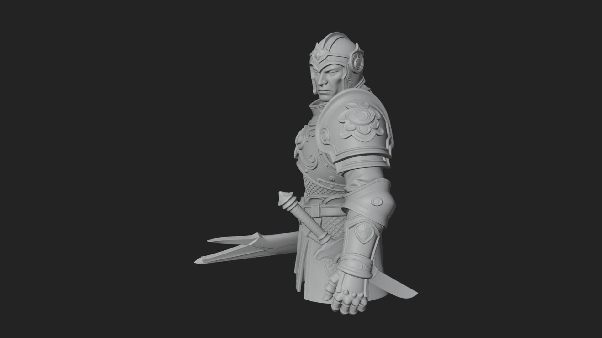 Plate Armor Knight Bust Design 1 3D Print Model 3D Model