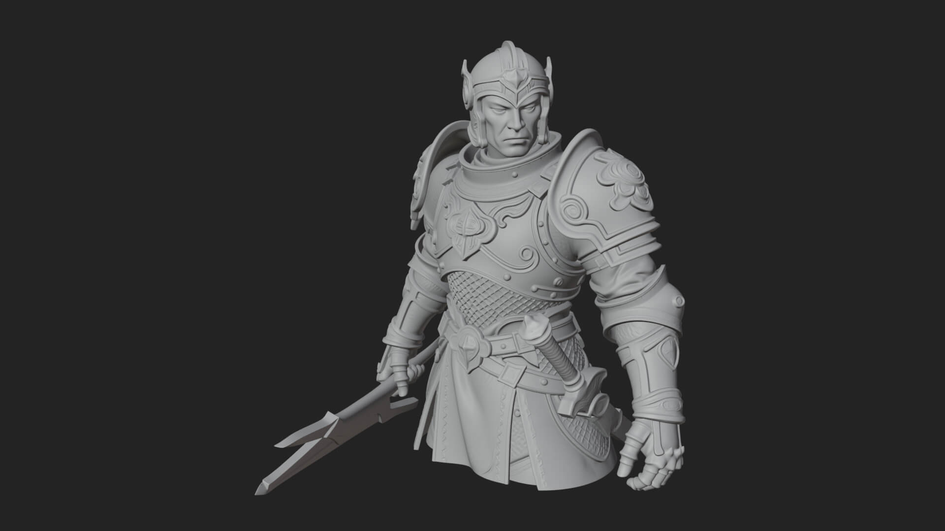 Plate Armor Knight Bust Design 1 3D Print Model 3D Model