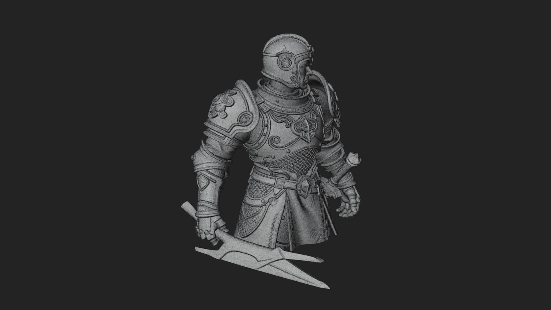 Plate Armor Knight Bust Design 1 3D Print Model 3D Model