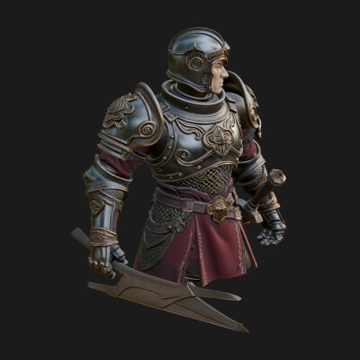 Plate Armor Knight Bust Design 1 3D Print Model